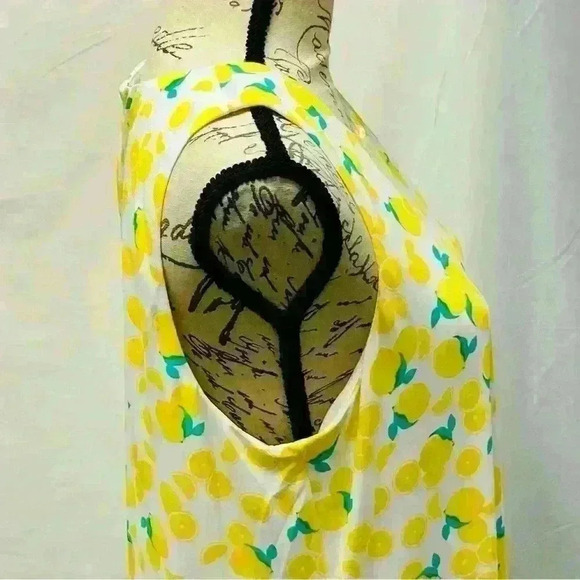 Pappagallo When Life Gives You Lemons Swing Mini Dress SZ Large Yellow White - Picture 6 of 11